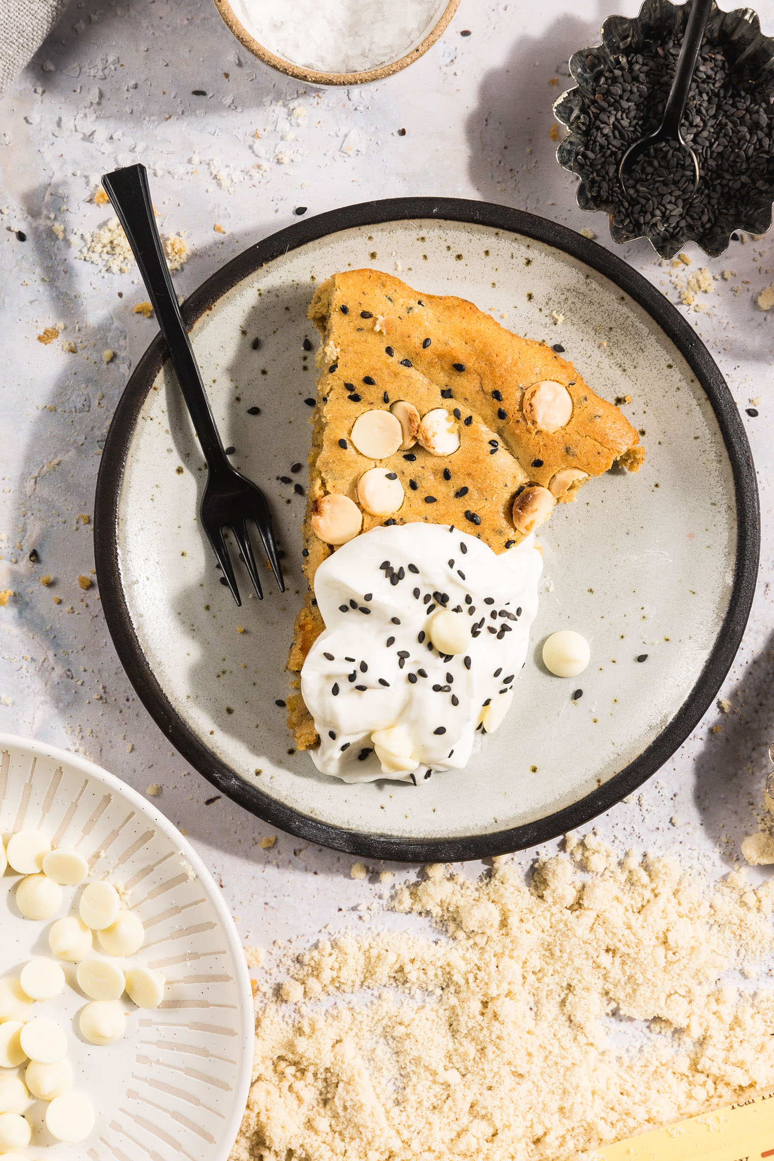 Black Sesame & White Chocolate Breakfast Blondies