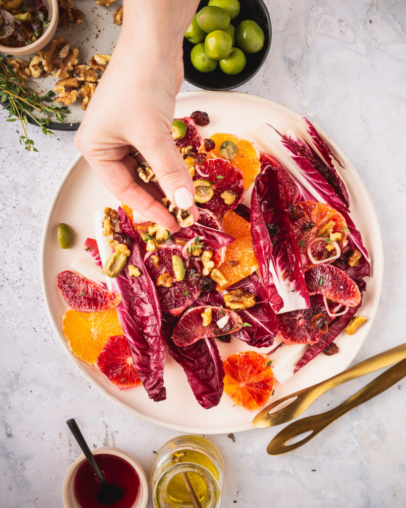 Winter Citrus Salad with Rosemary Candied Walnuts & Red Endive