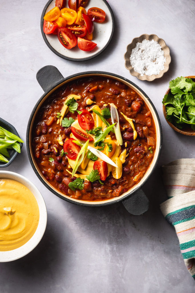 Red Bean Chili with Smoky Chili Cashew Queso