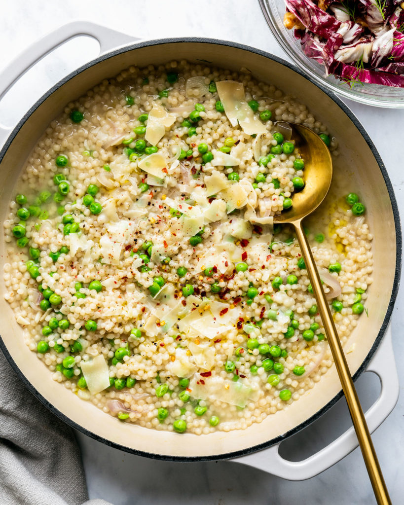 Risotto-Style Couscous with Peas, Radicchio, & Dill