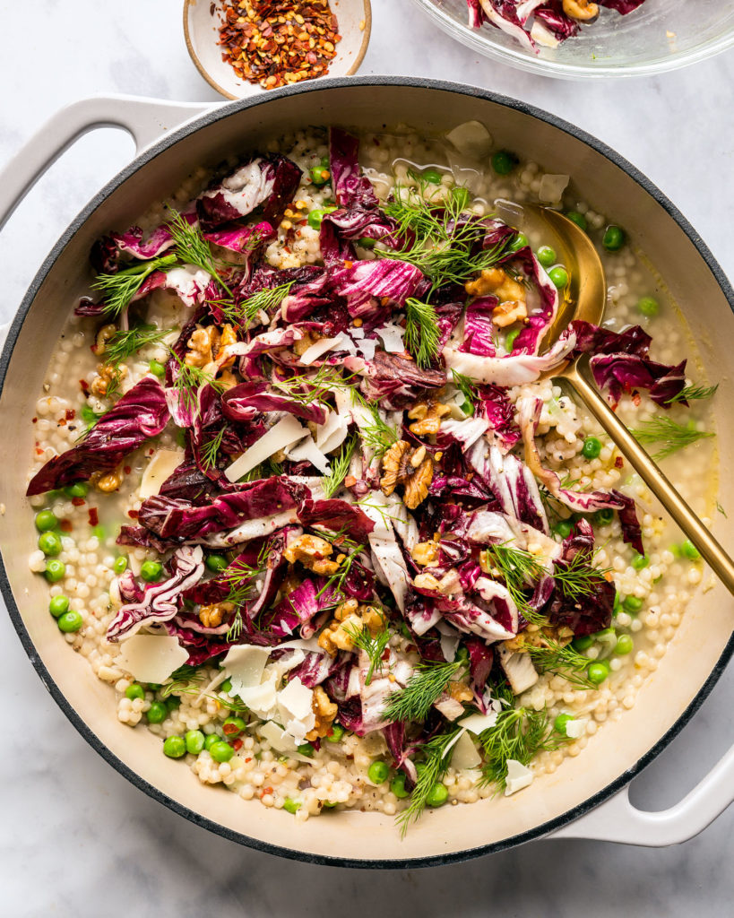 Risotto-Style Couscous with Peas, Radicchio, & Dill