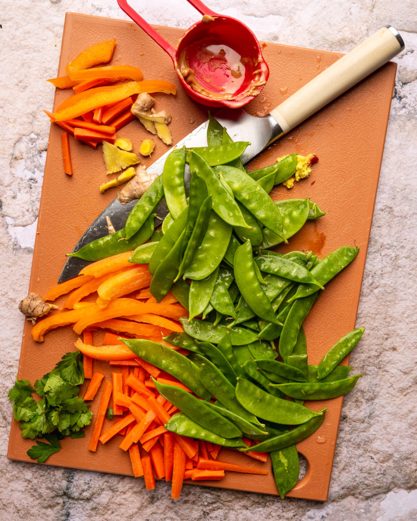 ingredients for the Vegetarian Sesame Peanut Ginger Noodles