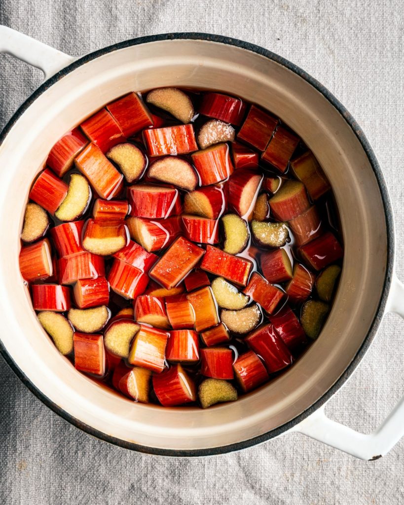 Rhubarb stewing into a shrub