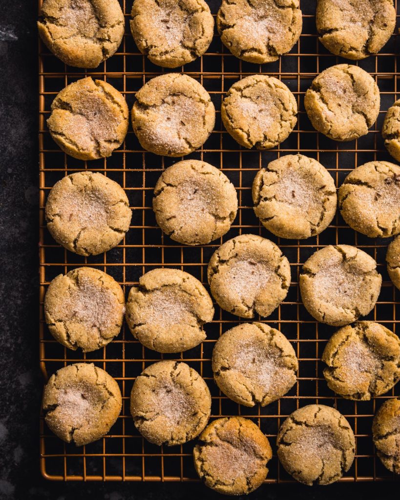 Rye Caraway Snickerdoodle Cookies on baking sheet