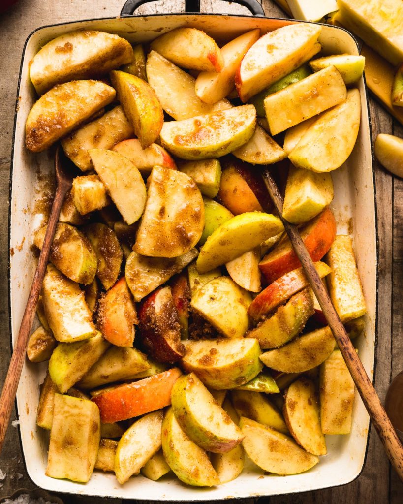 apples tossed with cinnamon and spices