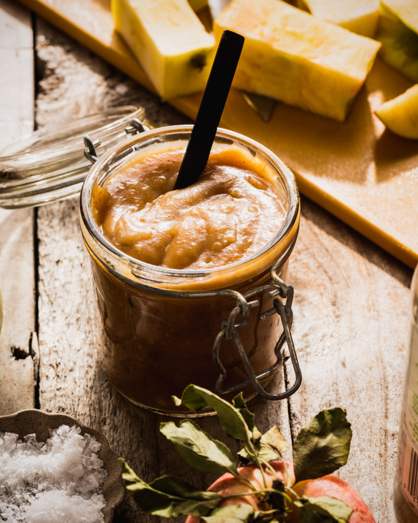 side angle of easy apple butter in jar