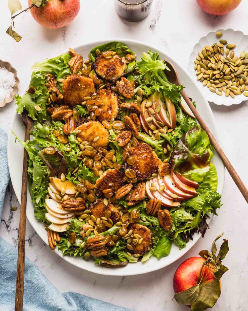 goat cheese fritter and apple salad