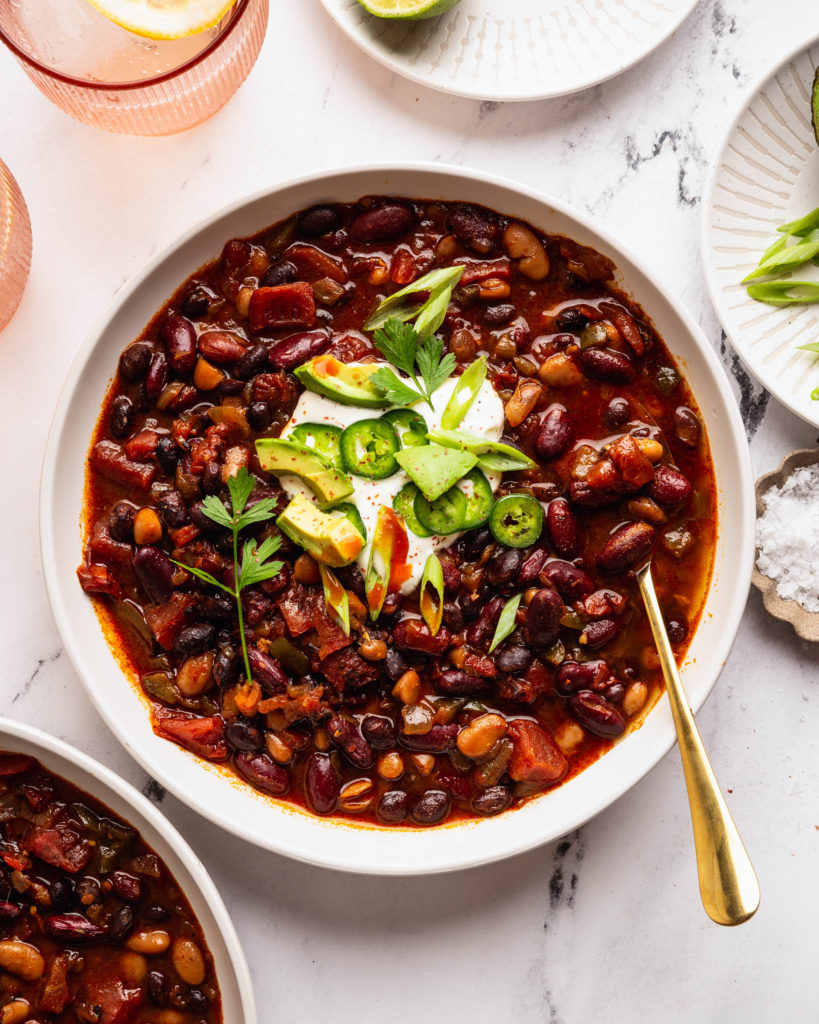 Slow Cooker Vegetarian Chili with Smoky Brown Sugar & Lime