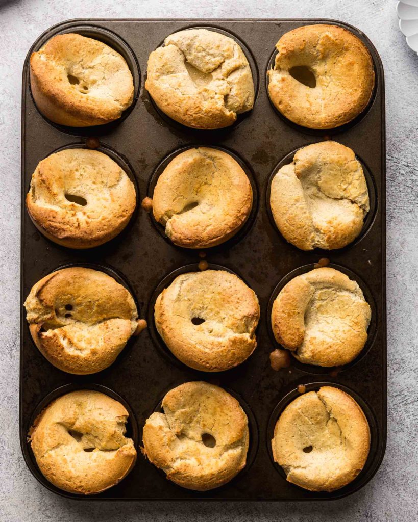 rye popovers in the pan