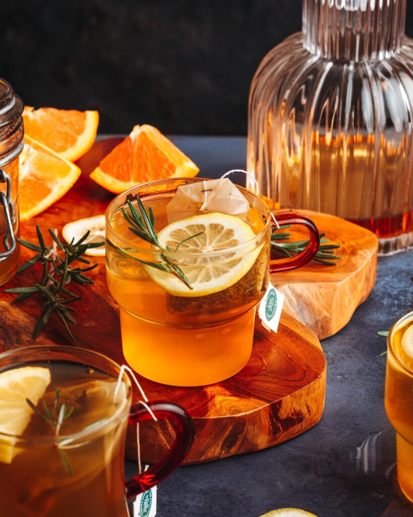 close-up of chamomile hot toddy