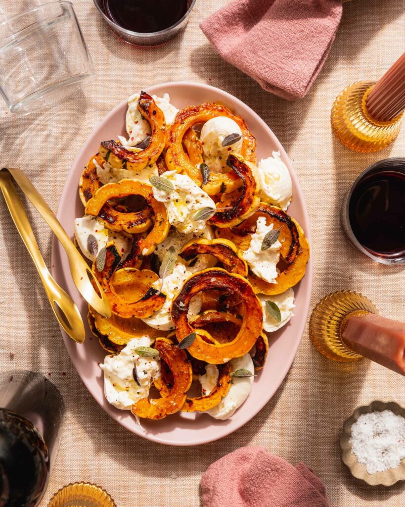 roasted delicata squash with burrata and sage