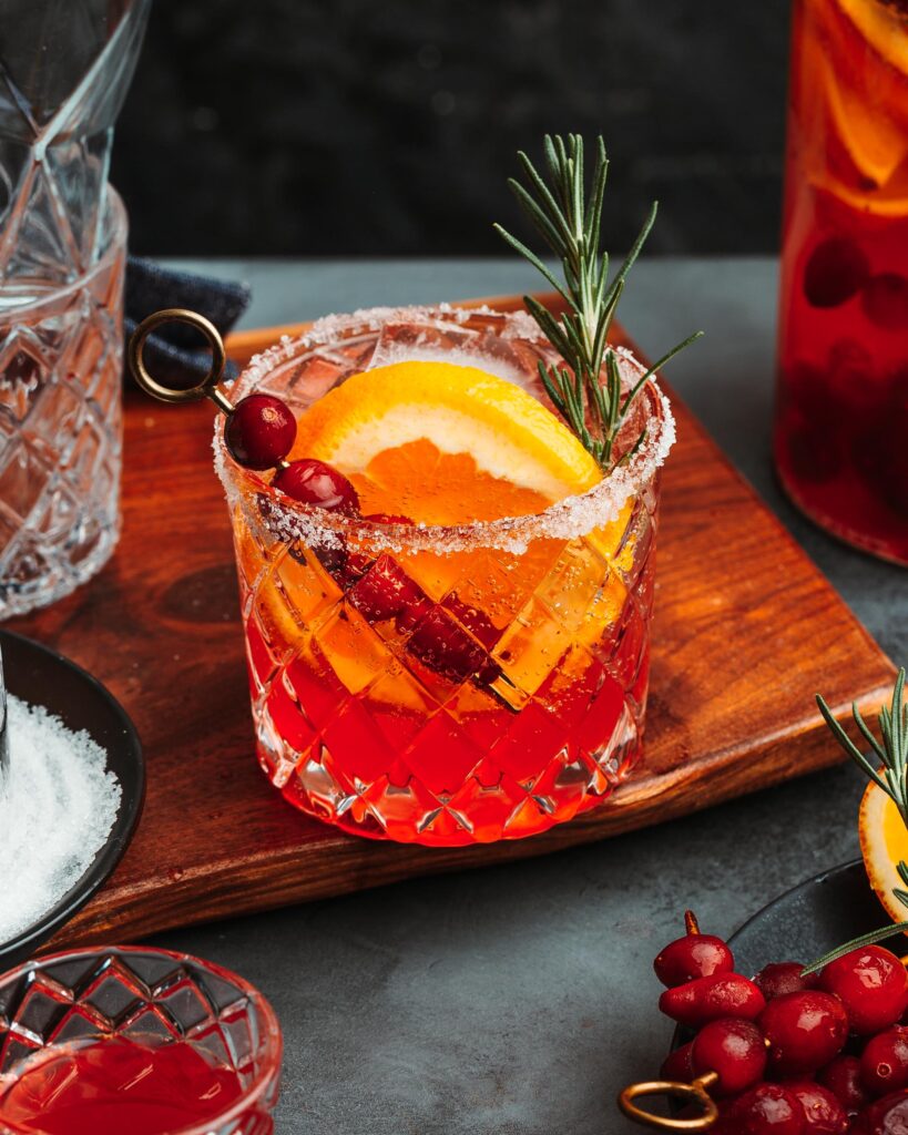 close-up of Sparkling Cranberry Orange Margarita