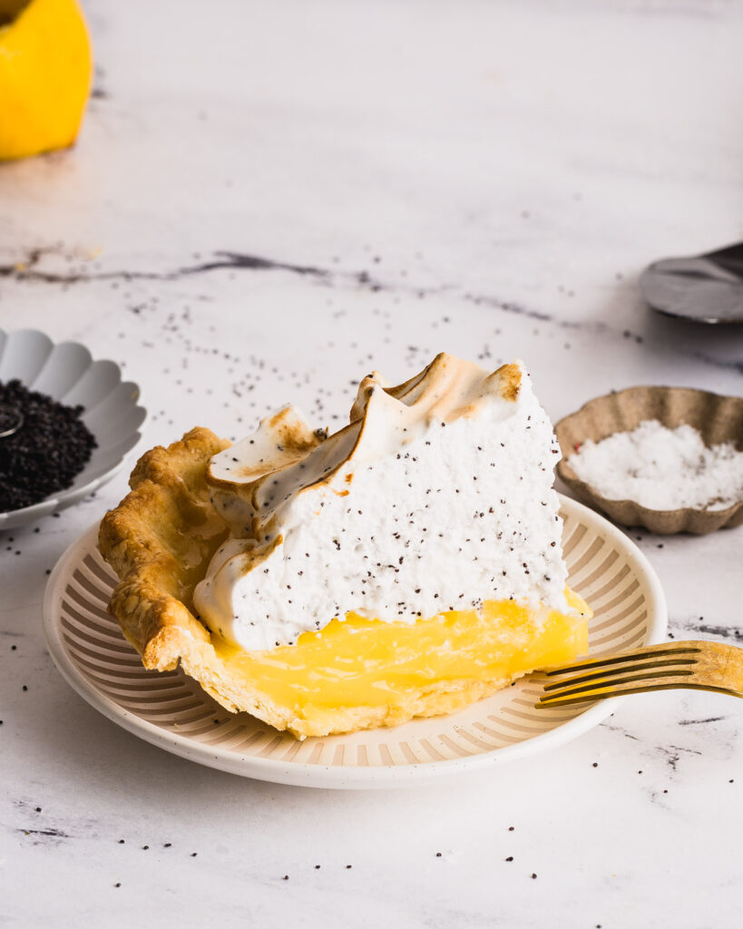 a slice of the Lemon Poppyseed Meringue Pie