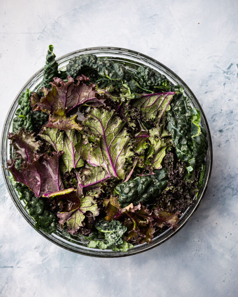 overhead of kale in water