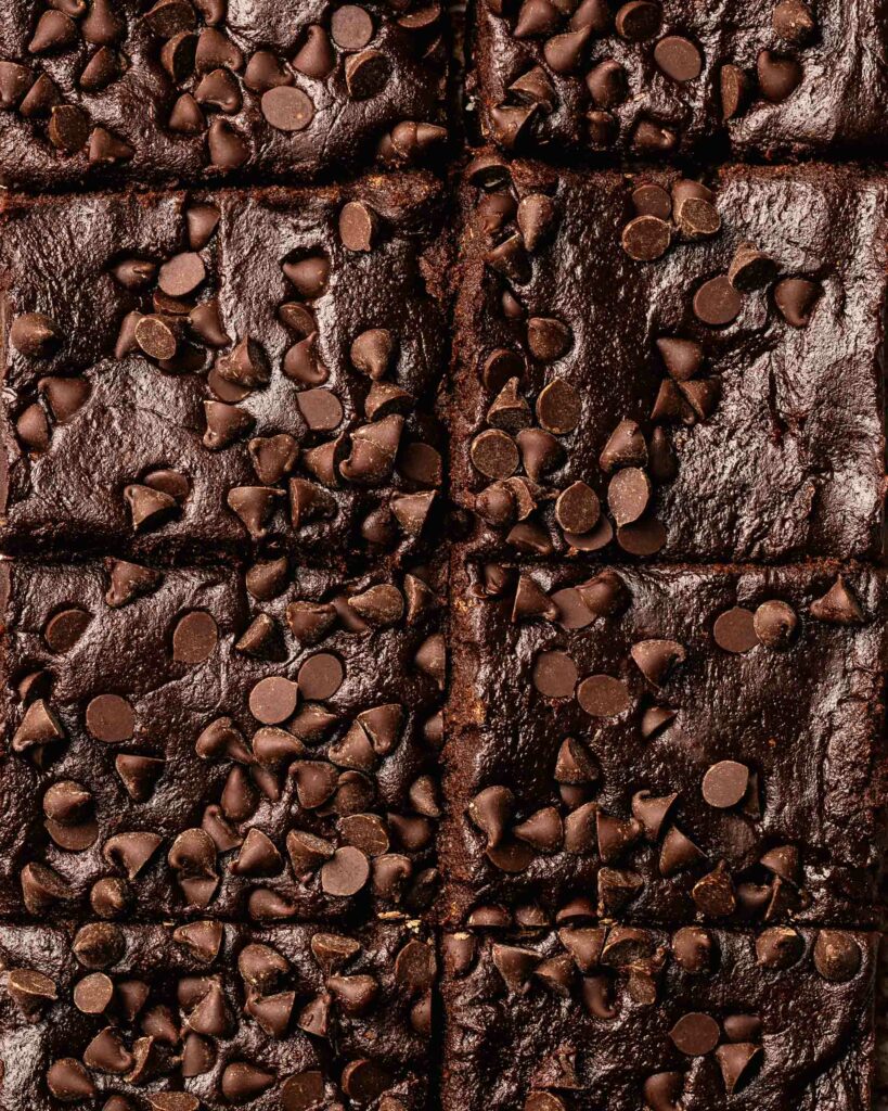 close-up of brownie recipe