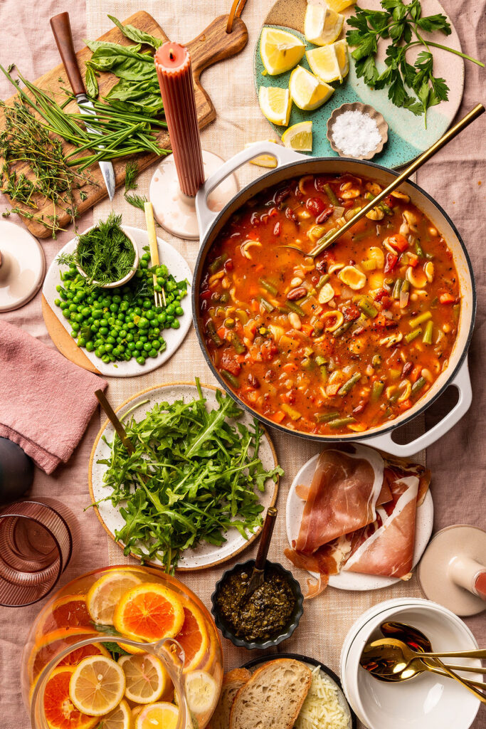 minestrone soup from Tables & Spreads cookbook