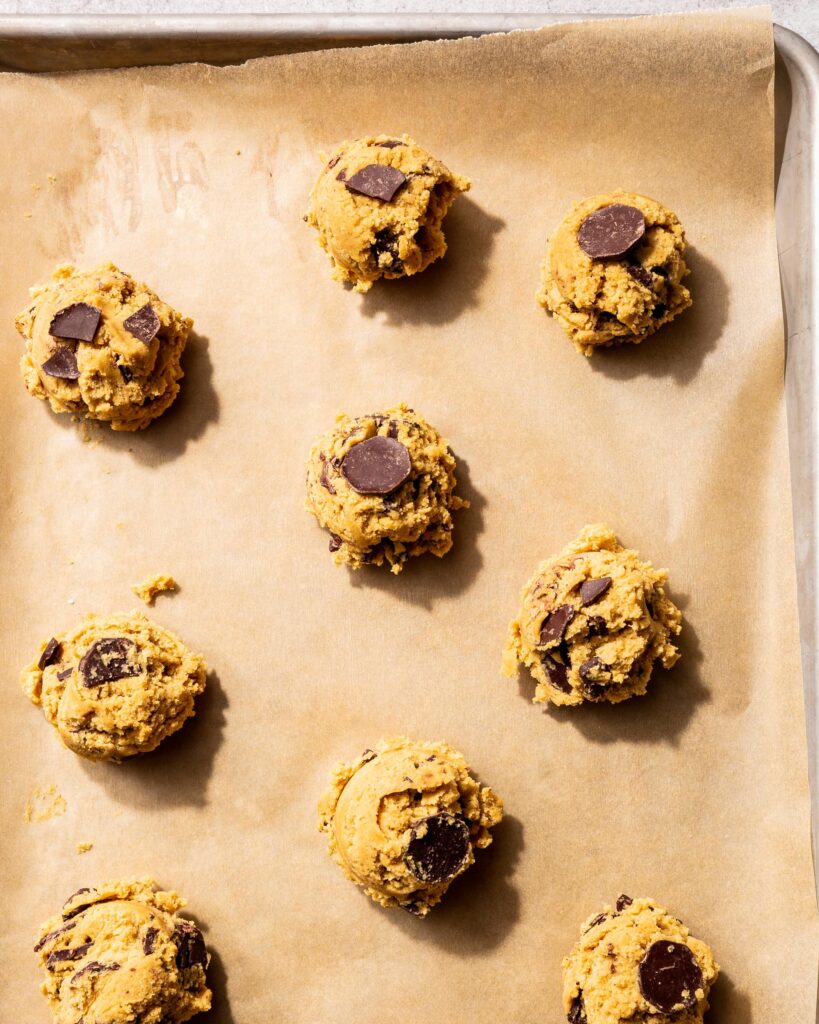 cookie dough on baking sheet