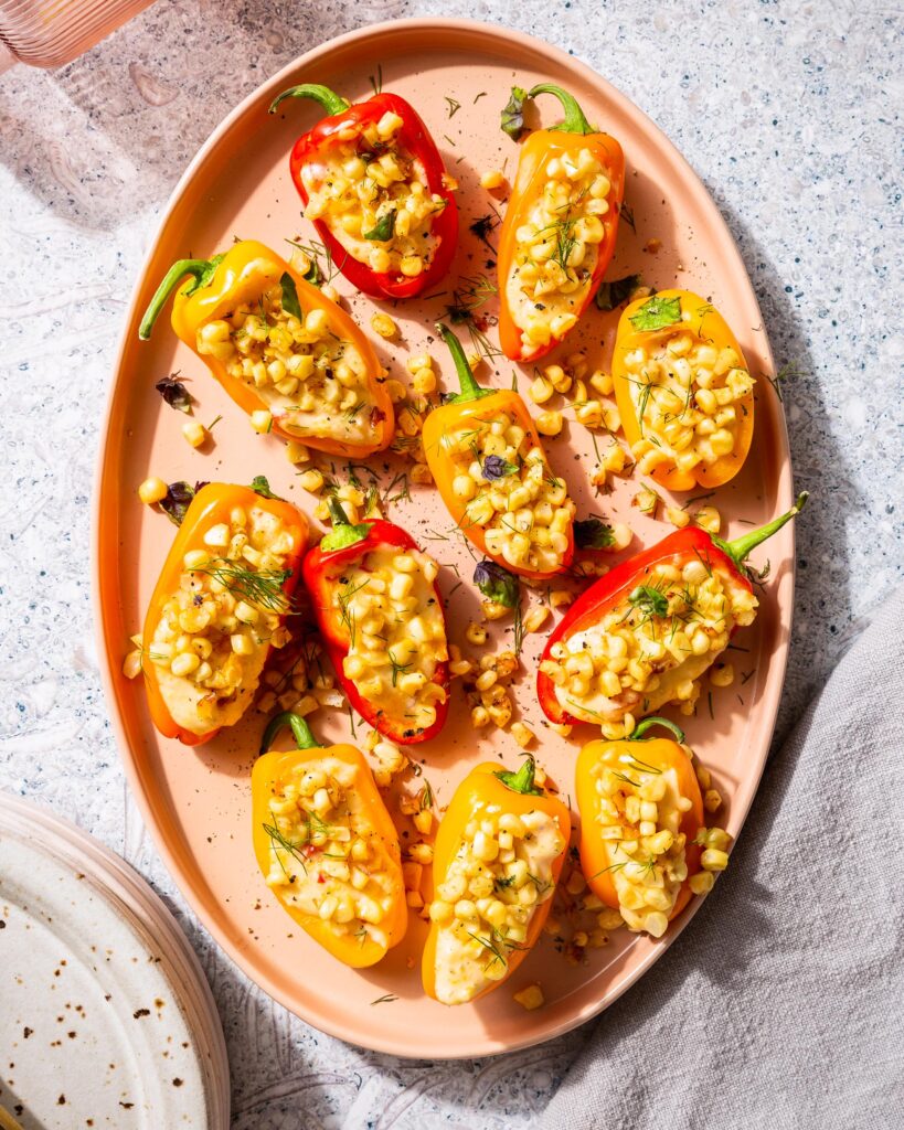 Cheesy Pimento Polenta Stuffed Peppers