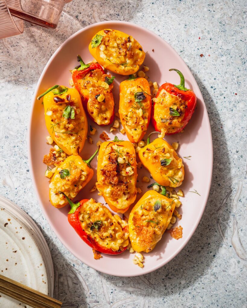 Cheesy Pimento Polenta Stuffed Peppers