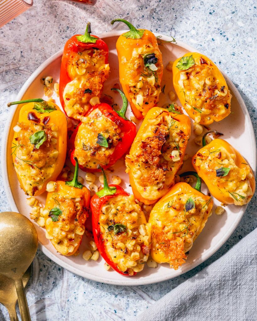 Cheesy Pimento Polenta Stuffed Peppers