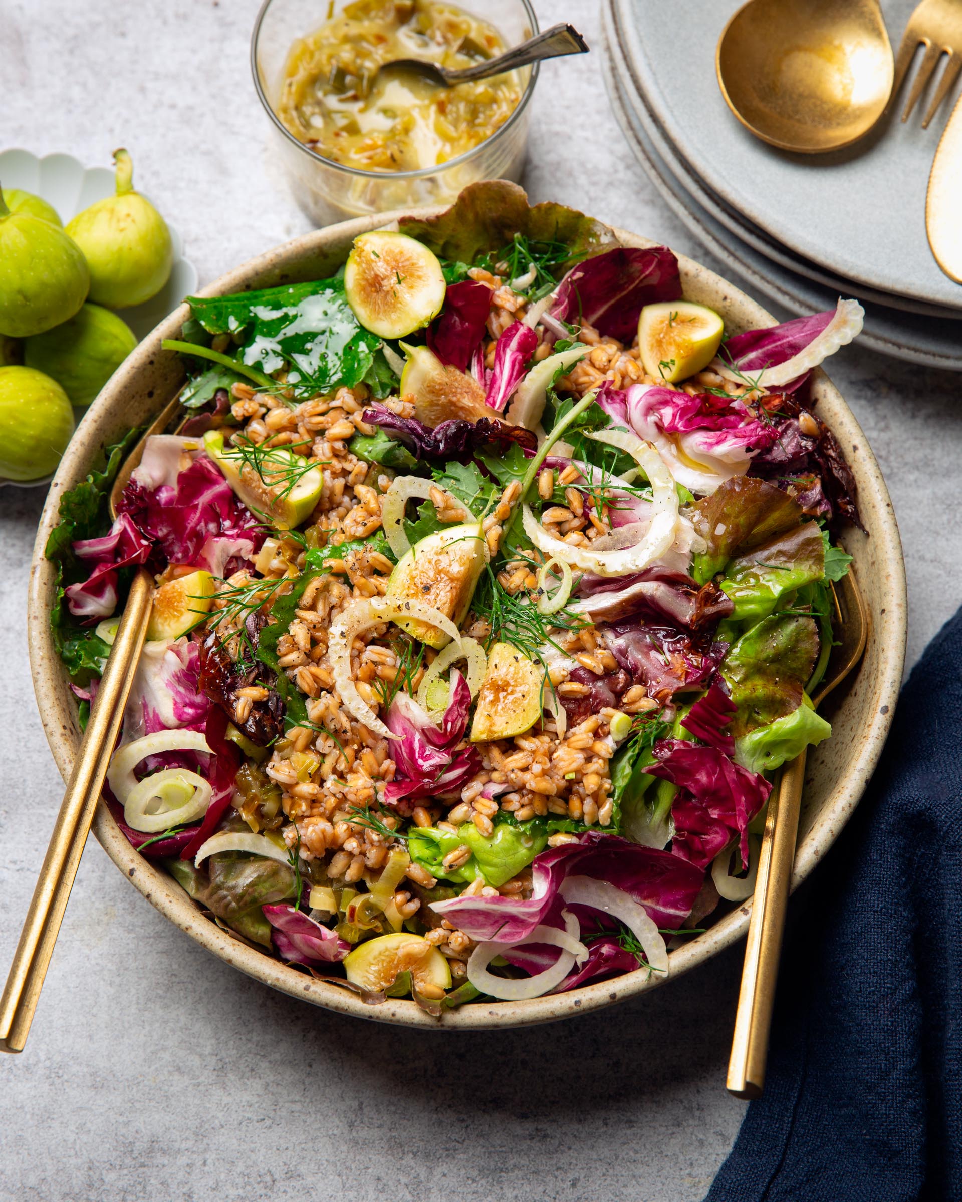 Farro Radicchio Salad in serving bowl