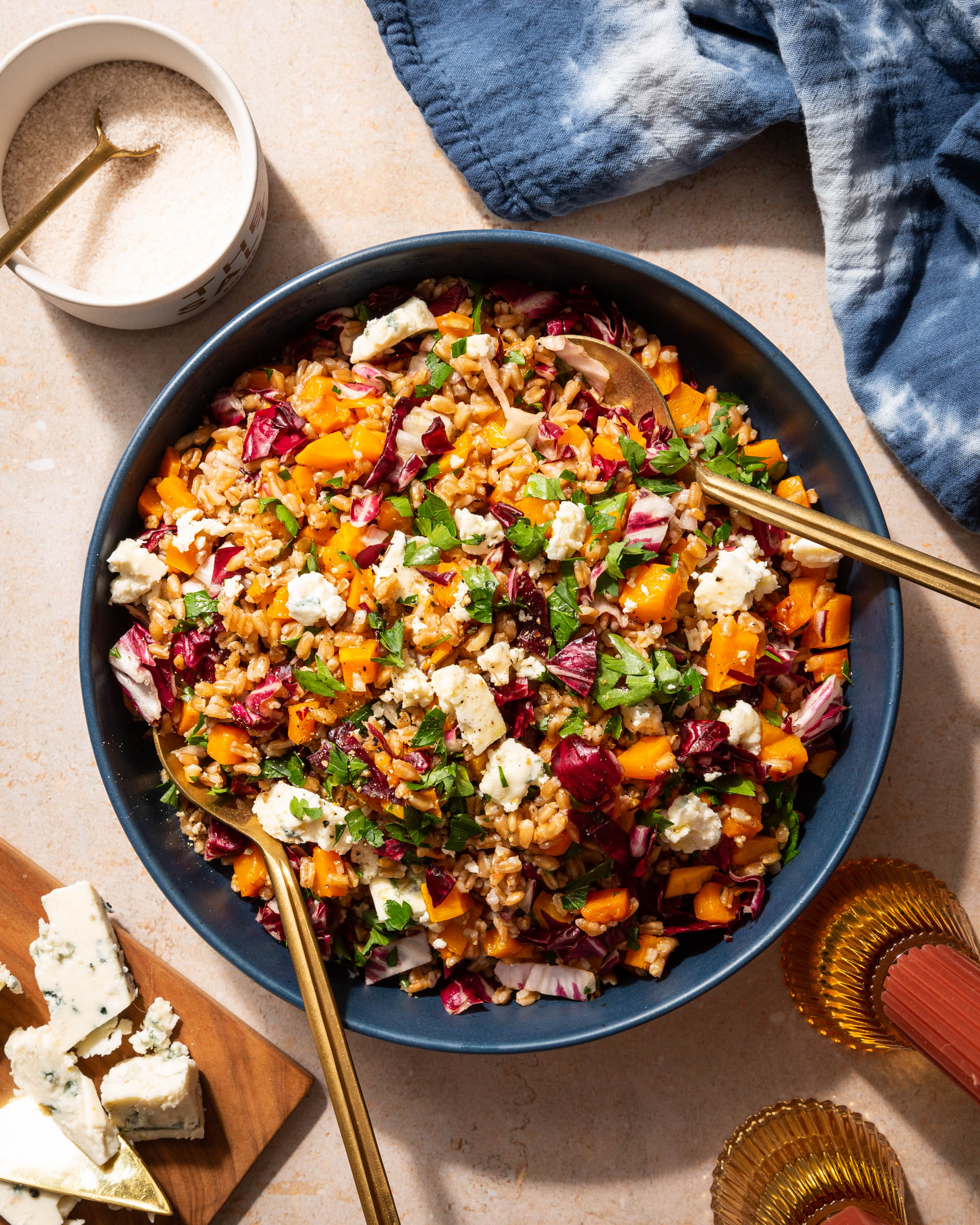 Farro Salad with Butternut Squash, Radicchio, and Blue Cheese