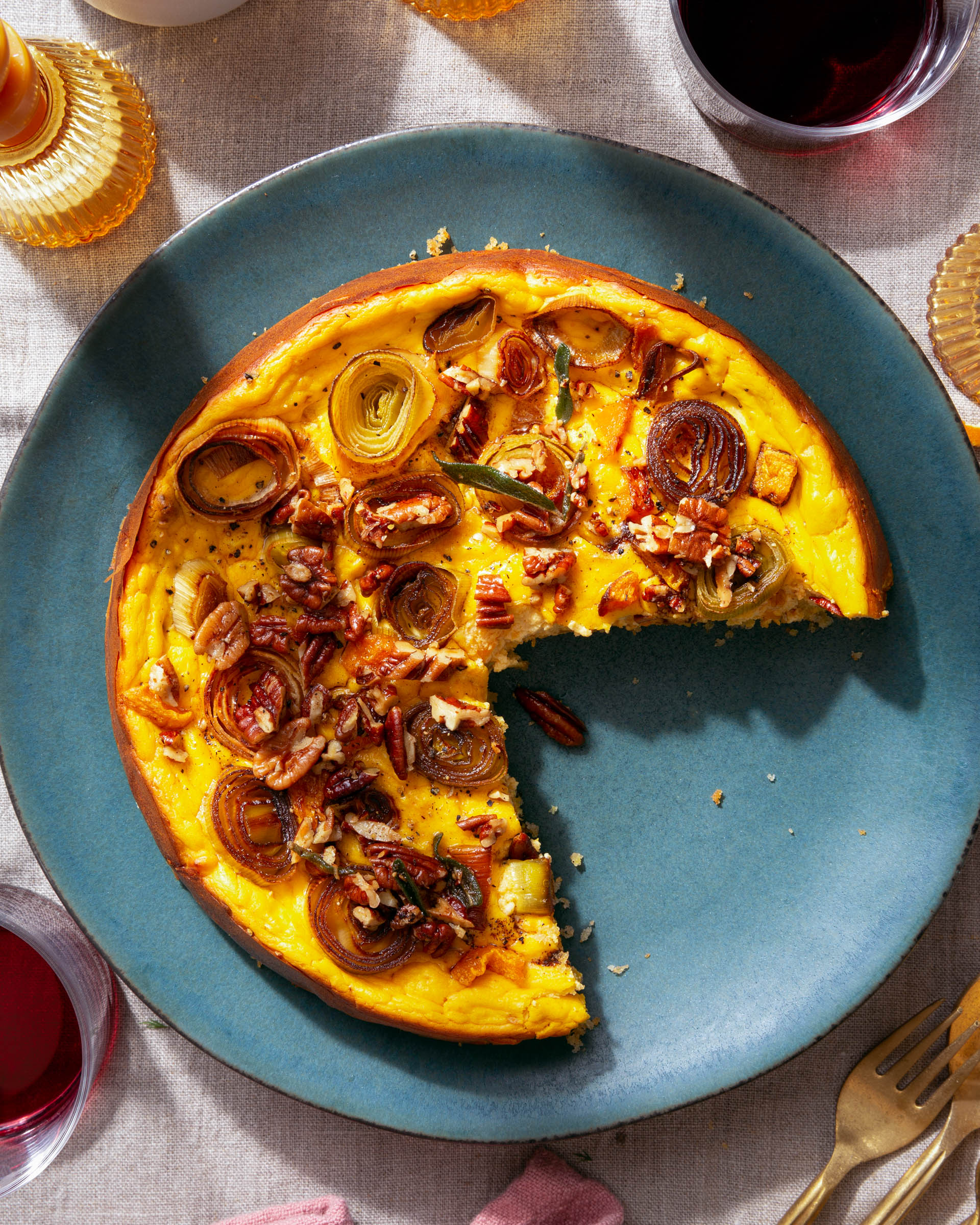 Butternut Squash & Leek Savory Cheesecake 